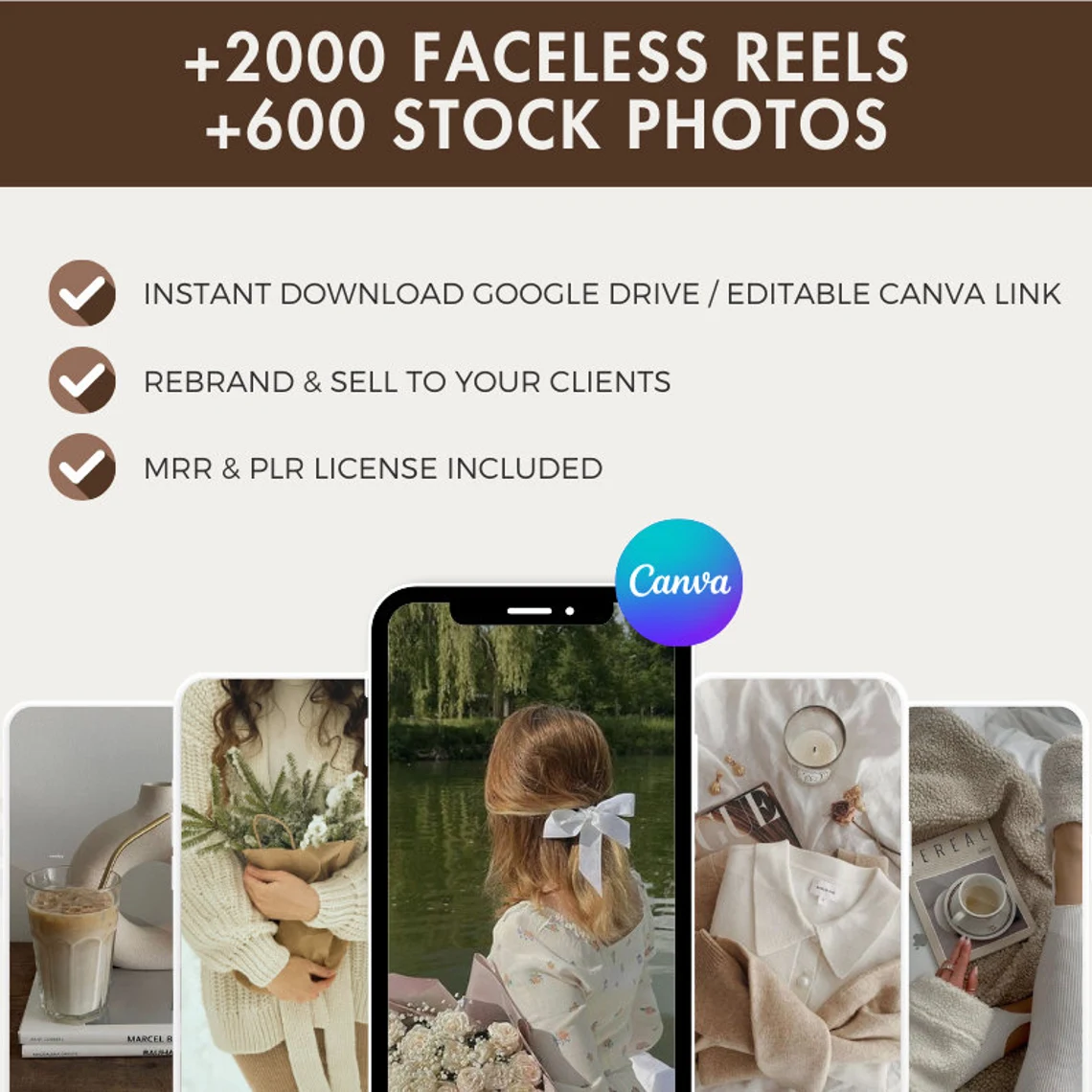 2000+ Faceless Aesthetic Videos Photo Bundle for Instagram Reels, Faceless Digital Marketing Videos, Canva